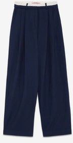 Ottod’Ame Navy Linen blend Slouchy Straight leg Trousers