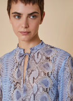 PennyBlack Blue Snake Print Georgette Short Dress