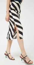 Load image into Gallery viewer, Compania Black &amp; Soft White Diagonal Stripe Midi Skirt
