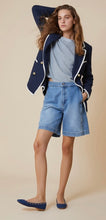 Load image into Gallery viewer, PennyBlack Navy / Black Tweed Weave Blazer with Trim
