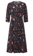 Load image into Gallery viewer, RDF Black Floral Print Midi Dress
