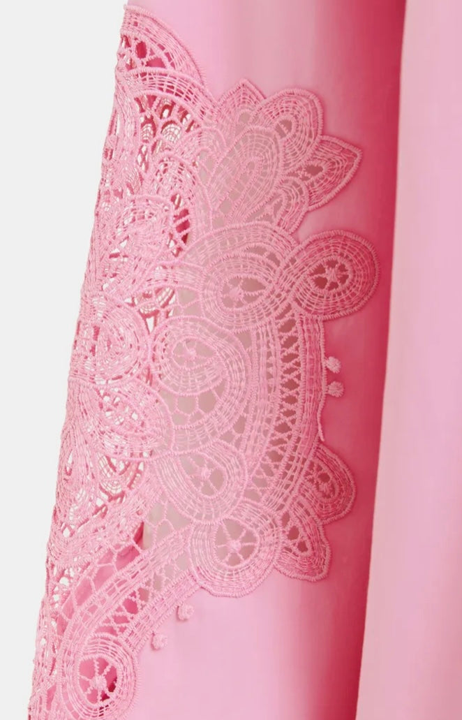 Essentiel Antwerp Pink Cotton Shirt with Embroidery Anglaise Appliqué