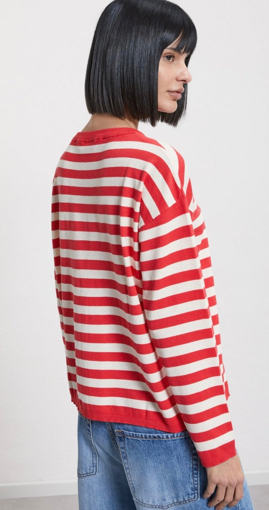 Ottodame Red & Off White Stripe Viscose Sweater