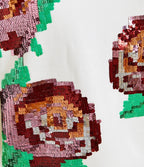 Essentiel Antwerp White Sweatshirt with Red & Green Sequin Motifs