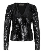RDF Jet Black Sequins Long Sleeve Top