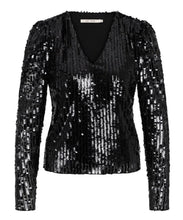 Load image into Gallery viewer, RDF Jet Black Sequins Long Sleeve Top
