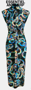 Essentiel Antwerp Multicolored Swirl Print Stretch Jersey Dress