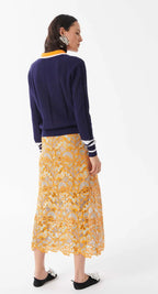 Beatrice B Navy Perforated Silk Blend Polo Shirt with contrasting Collar & Cuffs