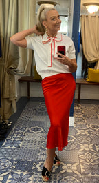 Ottodame Red Satin Slip Skirt