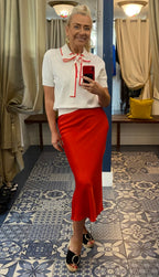 Essentiel Antwerp Off White Fine Knit with Collar & Self-Tie NeckTie