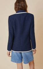 Load image into Gallery viewer, PennyBlack Navy / Black Tweed Weave Blazer with Trim
