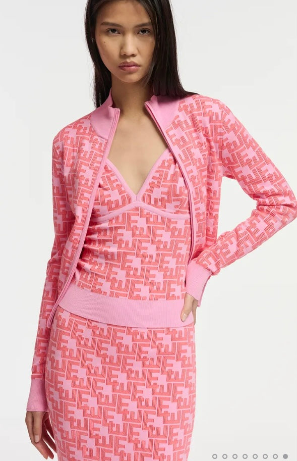 Essentiel Antwerp Pink Jacquard Zippy Jacket