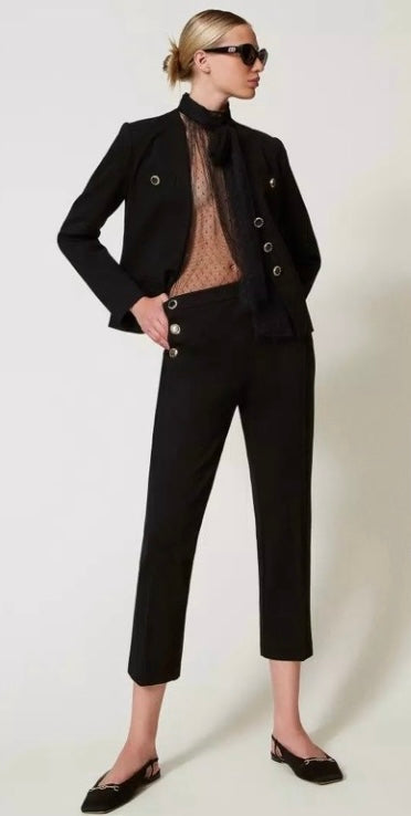 Twinset Milano Black Cropped Trouser’s with Jewelled Pockets