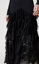 Load image into Gallery viewer, Twinset Milano Long Black Dress with Lace Flounce Frill Botton
