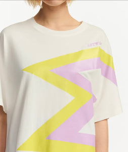Essentiel Antwerp White Organic T-Shirt with Lilac & Lime Star
