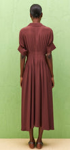 Load image into Gallery viewer, Beatrice B Chocolate Silk Dress with Pleated waist
