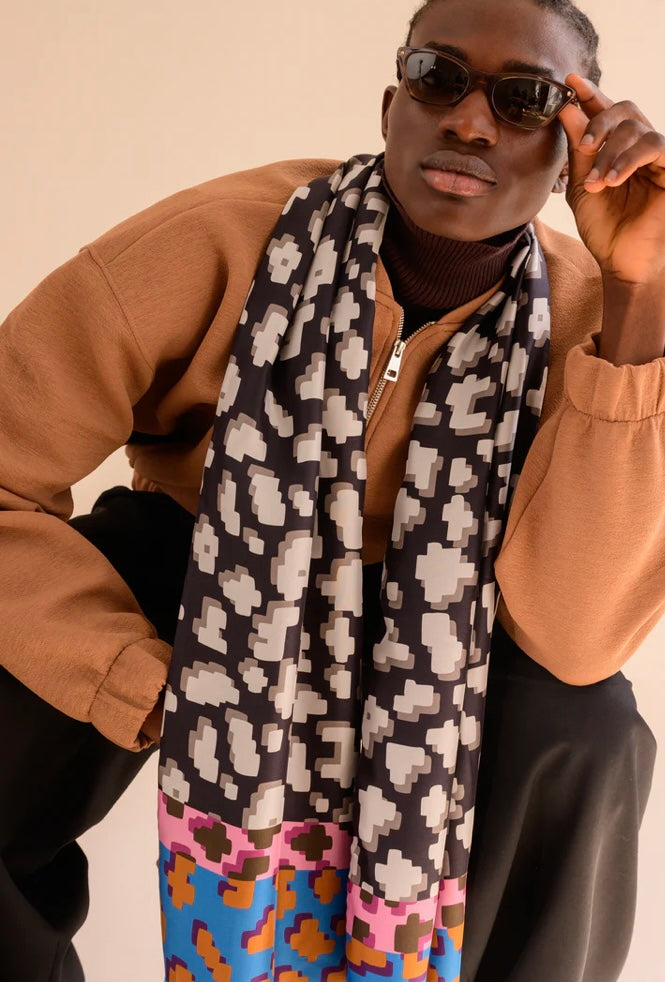 Tidings Silk & Wool Opera Scarf “Moderne Mono”