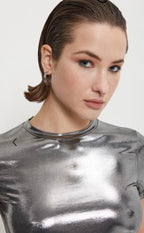 Ottod’Ame Silver Metallic Top