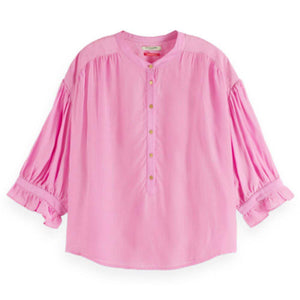 Scotch & Soda ELBOW SLEEVE POPOVER BLOUSE ORCHID PINK