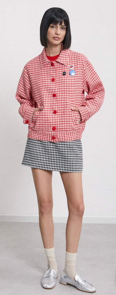 Ottodame Red Vichy Jacket with Badges