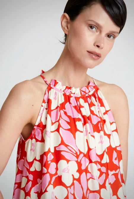 Compania Fantastica Pink & Red Floral Halter-Neck Long Dress