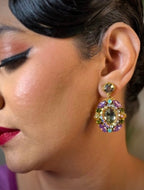 St. Erasmus Antique Lilac Crystal Oval Drop Earrings