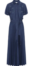 Load image into Gallery viewer, Beatrice B Indigo Peated &amp; Hand Embroidered Denim Dress
