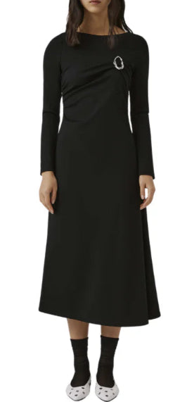 Beatrice B Black Jersey Long Sleeve Asymmetrical Dress