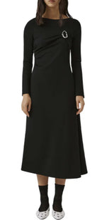 Beatrice B Black Jersey Long Sleeve Asymmetrical Dress