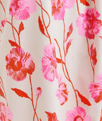 Essentiel Antwerp Pink /  Red / Orange Floral Shift Dress with puffball Frill Hemline