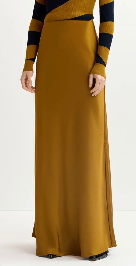 Essentiel Antwerp Bronze Maxi Satin Slip Skirt