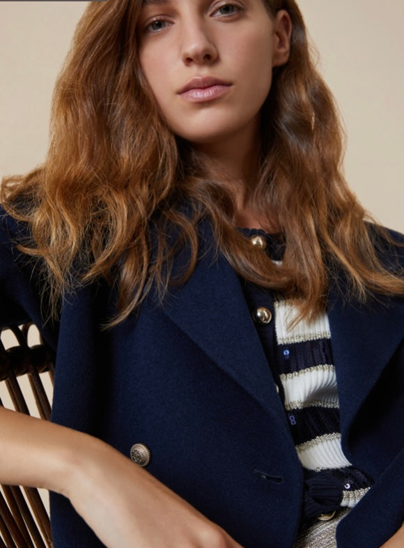 PennyBlack Navy Double Faced Wool Pea Coat