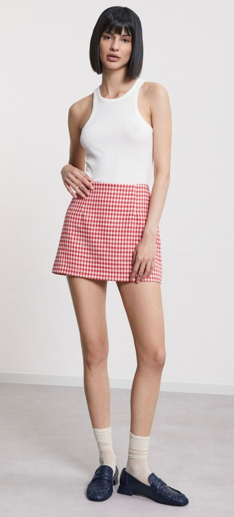 Ottodame Red Vichy Mini Skirt