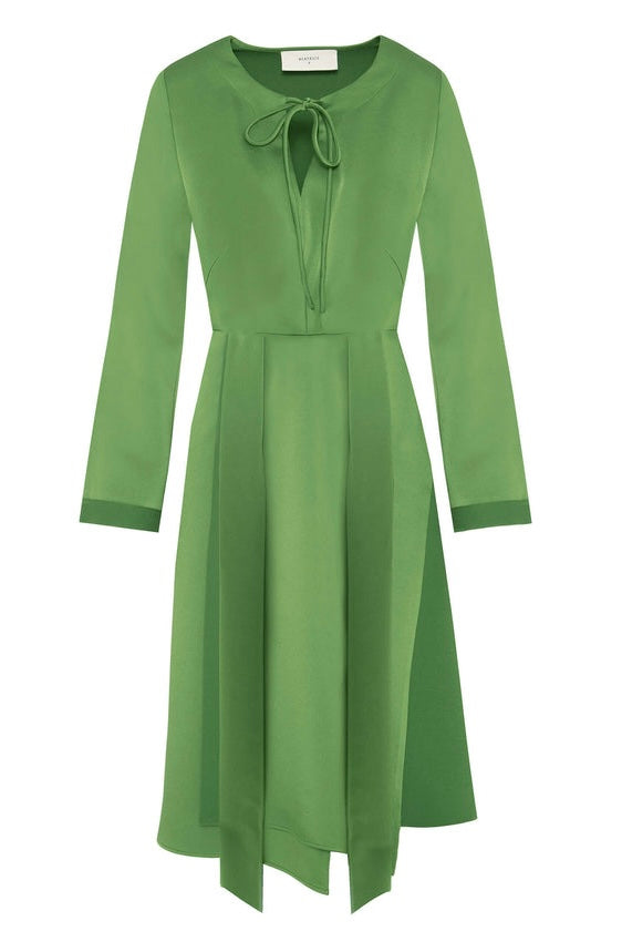 Beatrice B Kiwi Green satin Silk Dress SYBIL Boutique Beatrice B Kiwi Green satin Silk Dress SYBIL Boutique