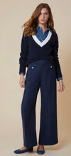 Load image into Gallery viewer, PennyBlack Navy / Black Tweed Weave Wide Leg Trousers
