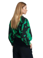 Essentiel Antwerp Black & Green Taffeta Puffed Sleeved Shirt