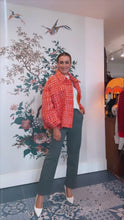 Load and play video in Gallery viewer, Essentiel Antwerp Orange and Cream Wool Tweed Jacket
