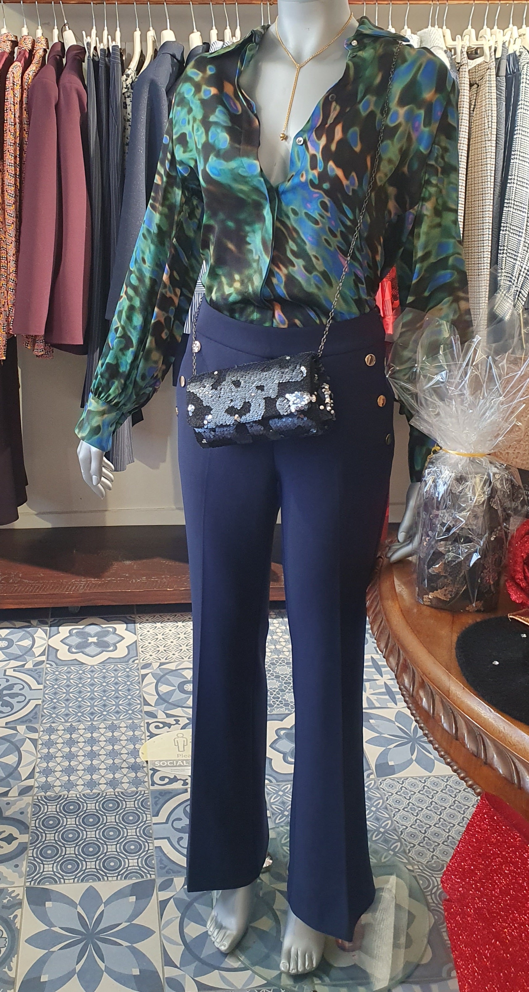 RDF Navy Flare Trousers