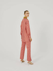 BEATRICE B PATCHWORK TROUSERS WITH SCRATCH PRINT