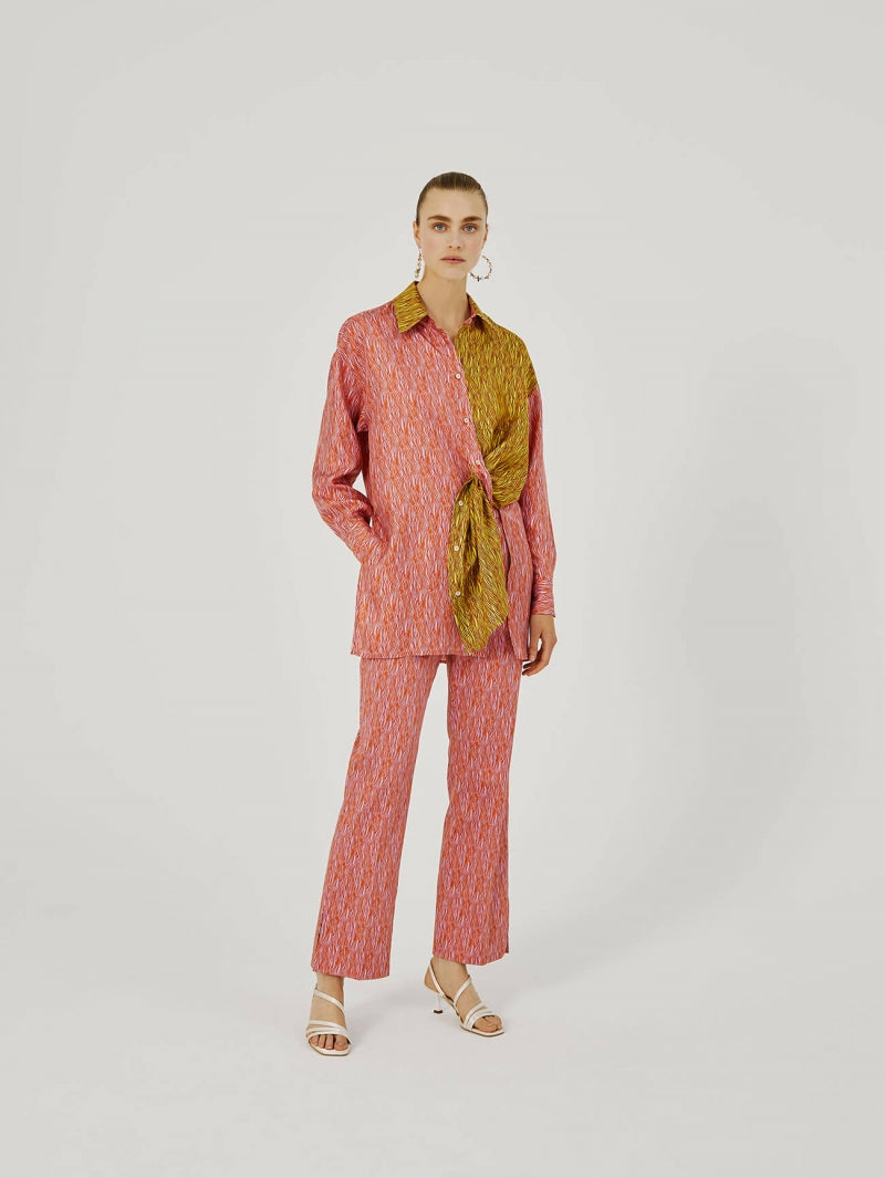 BEATRICE B PATCHWORK TROUSERS WITH SCRATCH PRINT