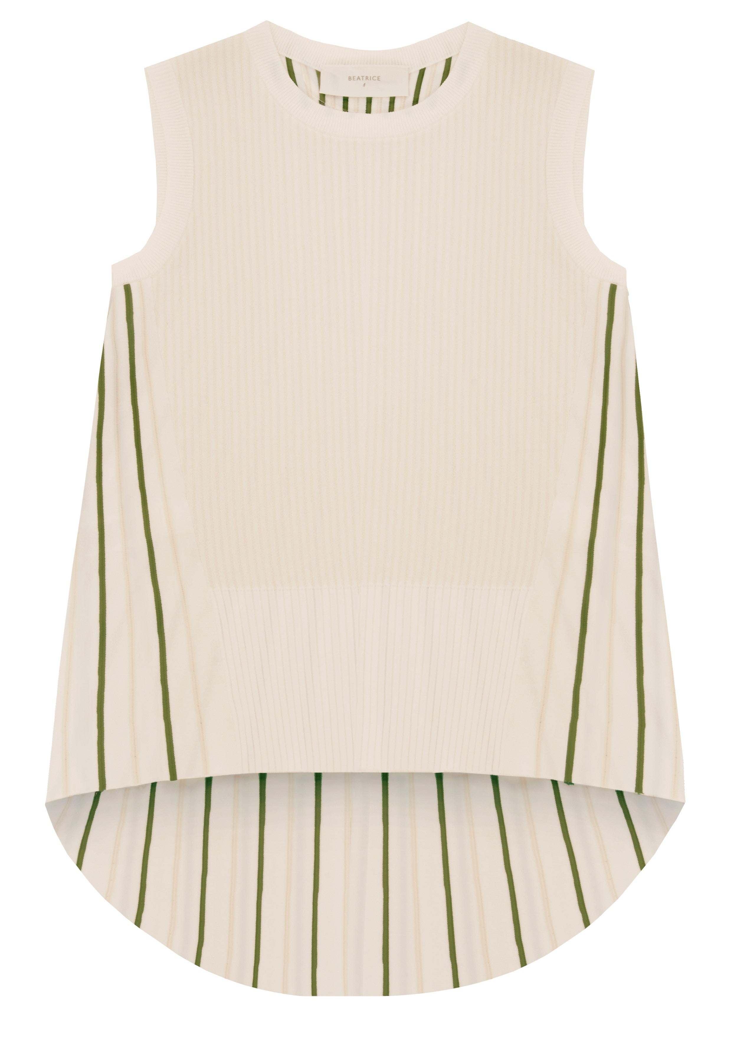 Beatrice B White Knit  Dip Hem Vest Top