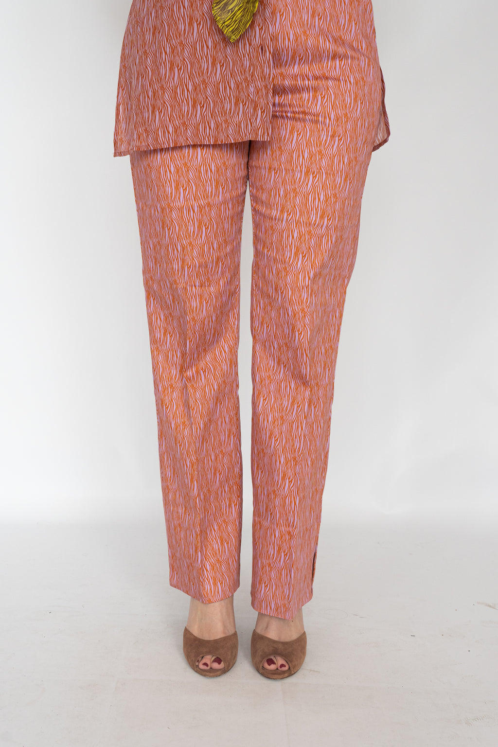 BEATRICE B PATCHWORK TROUSERS WITH SCRATCH PRINT