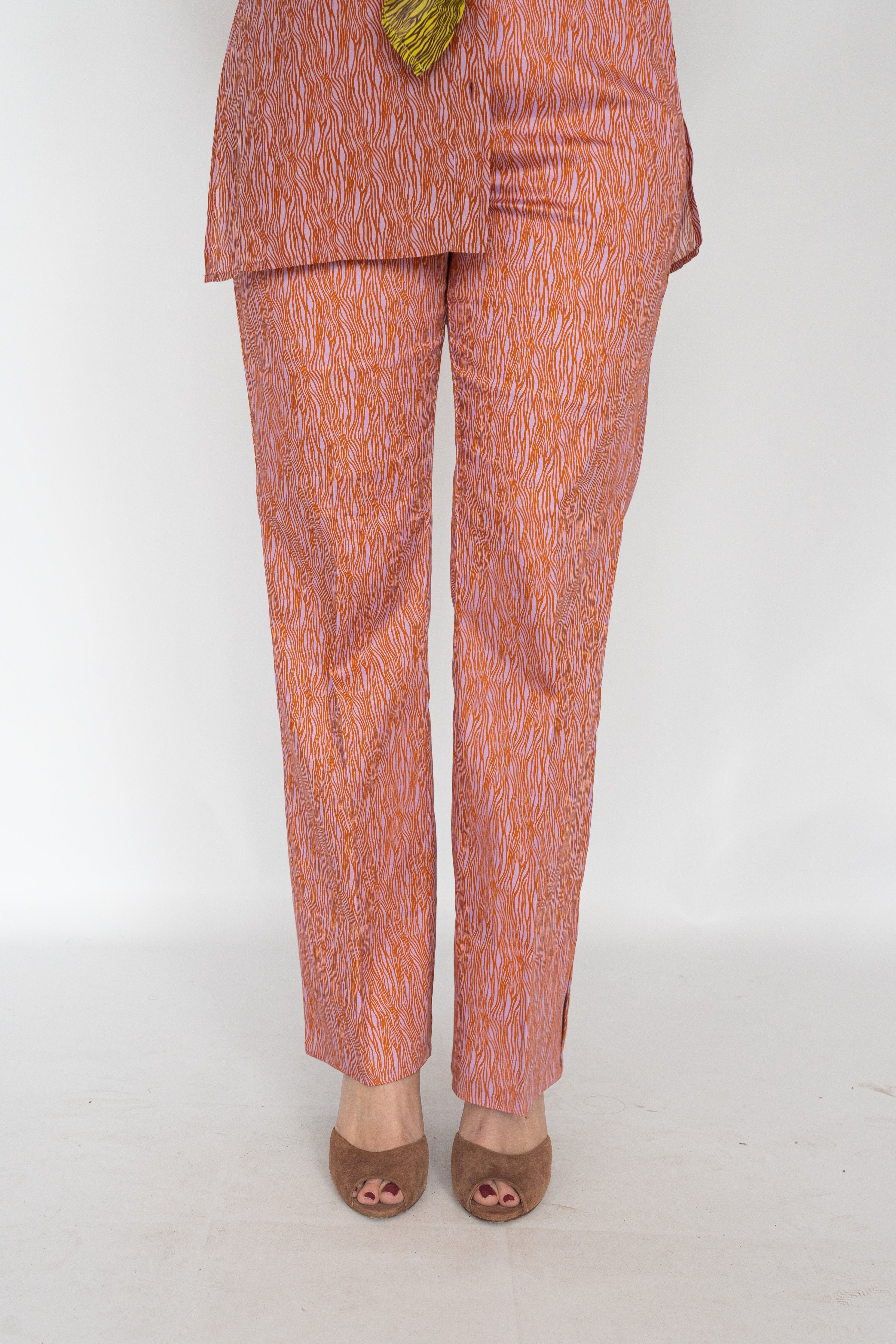BEATRICE B PATCHWORK TROUSERS WITH SCRATCH PRINT
