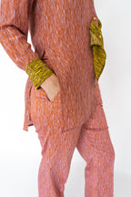 BEATRICE B PATCHWORK TROUSERS WITH SCRATCH PRINT