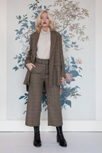 Beatrice B Stone Silk Ruched High Neck Blouse