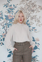Load image into Gallery viewer, Beatrice B Stone Silk Ruched High Neck Blouse
