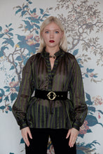 Load image into Gallery viewer, Ottodame Blouse with Ruffle and  Green Lurex
