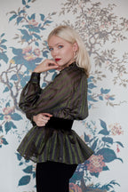 Ottodame Blouse with Ruffle and  Green Lurex