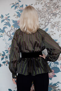 Ottodame Blouse with Ruffle and  Green Lurex