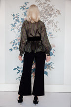 Ottodame Blouse with Ruffle and  Green Lurex